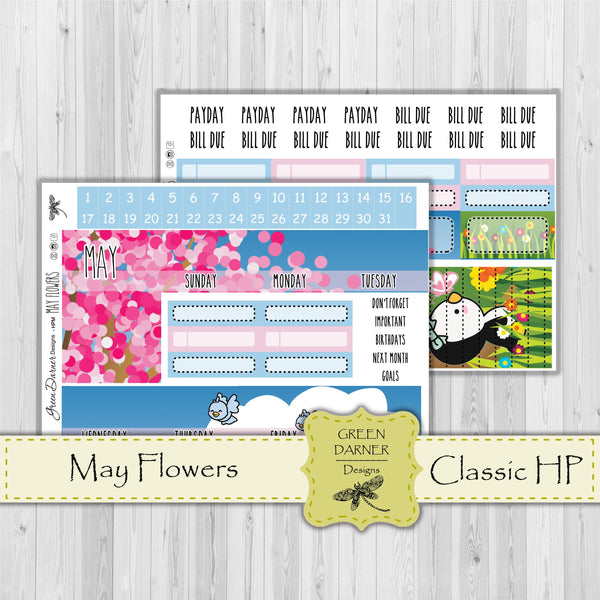 Load image into Gallery viewer, Happy Planner Monthly - May Flowers - Pearl the Penguin - customizable monthly
