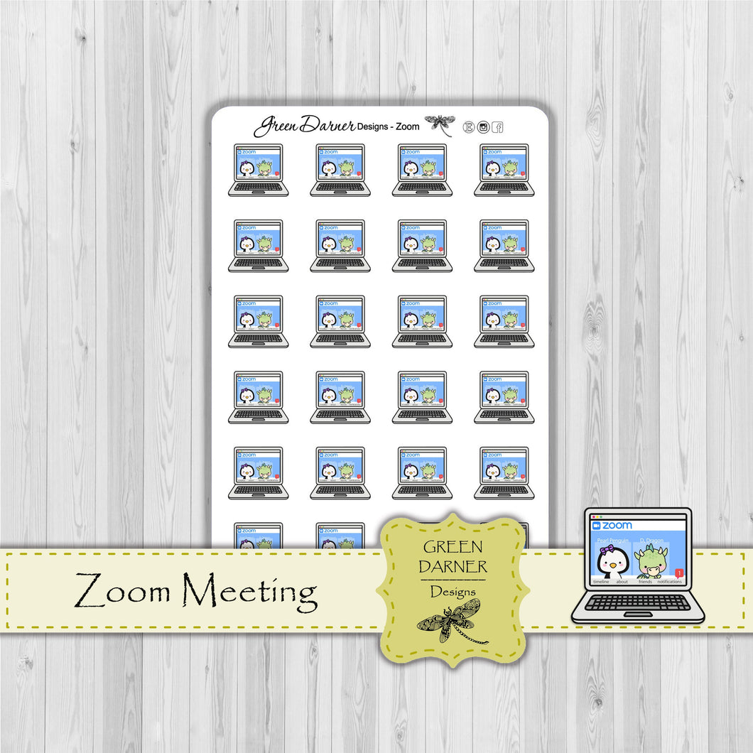 Pearl the Penguin - Online Meeting - Kawaii character sticker