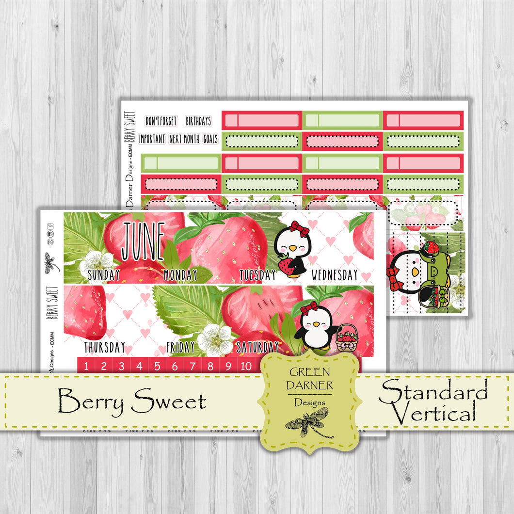 Erin Condern Planner Monthly - Berry Sweet- Pearl the Penguin  - customizable monthly