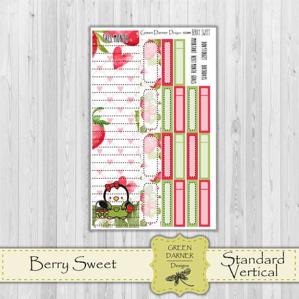 Load image into Gallery viewer, Erin Condern Planner Monthly - Berry Sweet- Pearl the Penguin  - customizable monthly
