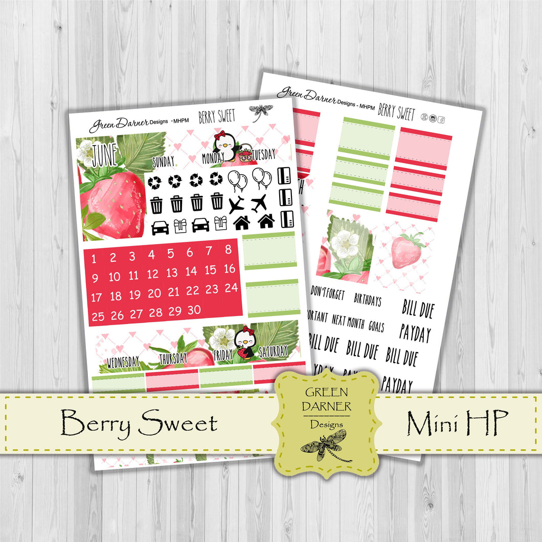 Mini Happy Planner Monthly - Berry Sweet - Pearl the Penguin customizable monthly