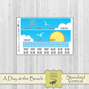 Erin Condern Planner Monthly - A day at the Beach- Pearl the Penguin- customizable monthly
