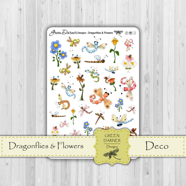 Load image into Gallery viewer, Dragonflies &amp; Flowers - deco stickers
