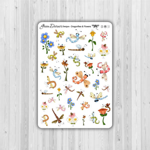 Dragonflies & Flowers - deco stickers