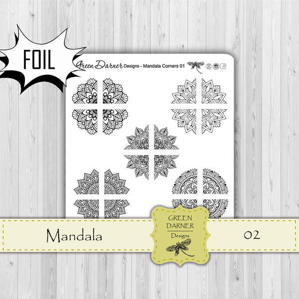 Load image into Gallery viewer, Mandala Corners - planner stickers - 02 with foil options
