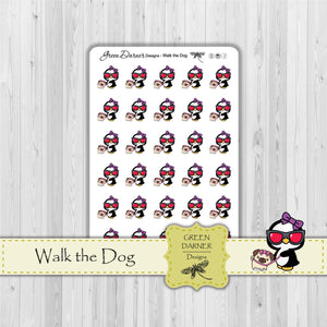 Pearl the Penguin - Walk the Dog - Kawaii character sticker