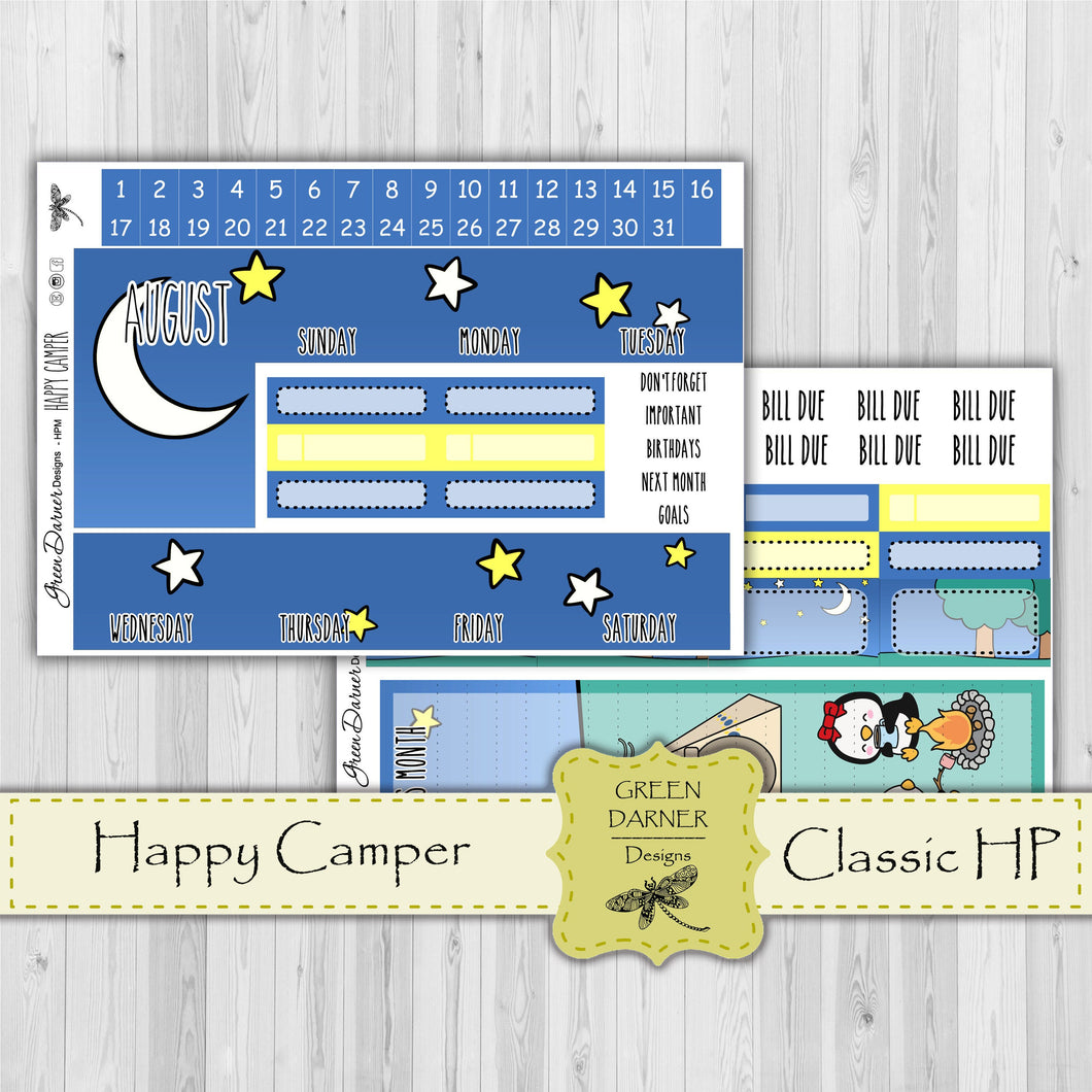 Happy Planner Monthly - Happy Camper - Pearl the Penguin - customizable monthly