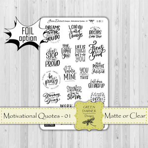 Motivational Quotes planner stickers - 01 with foil option