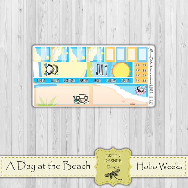 Load image into Gallery viewer, Hobonichi Weeks - A Day at The Beach - Pearl the Penguin-  customizable monthly
