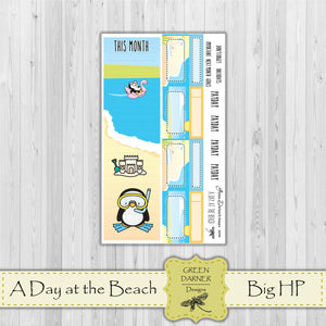 Big Happy Planner Monthly - A Day at the Beach - Pearl the Penguin - customizable monthly
