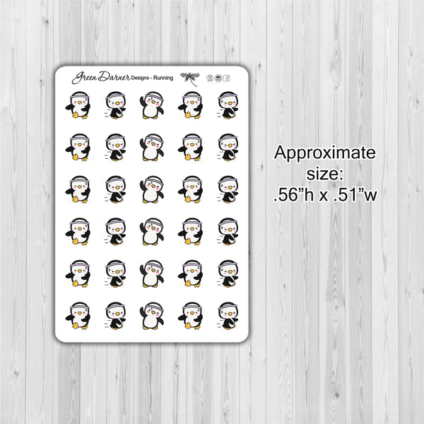 Load image into Gallery viewer, Pearl the Penguin - Running - Kawaii character sticker
