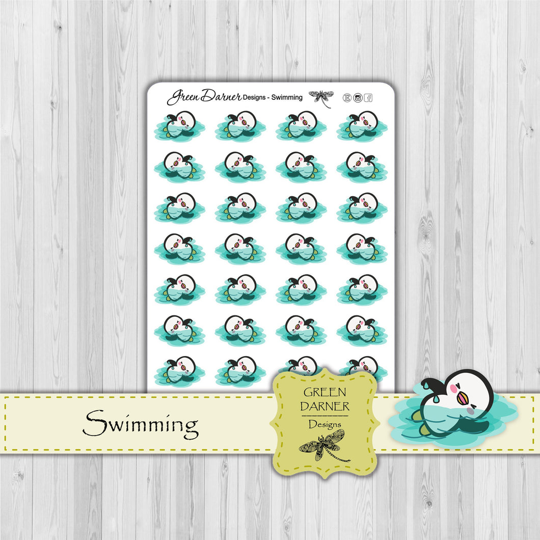 Pearl the Penguin - Swimming - Kawaii character sticker