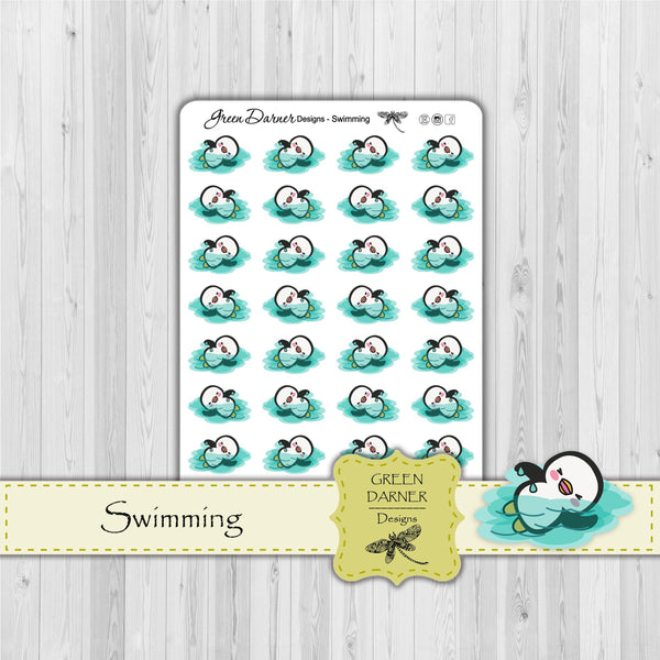 Load image into Gallery viewer, Pearl the Penguin - Swimming - Kawaii character sticker
