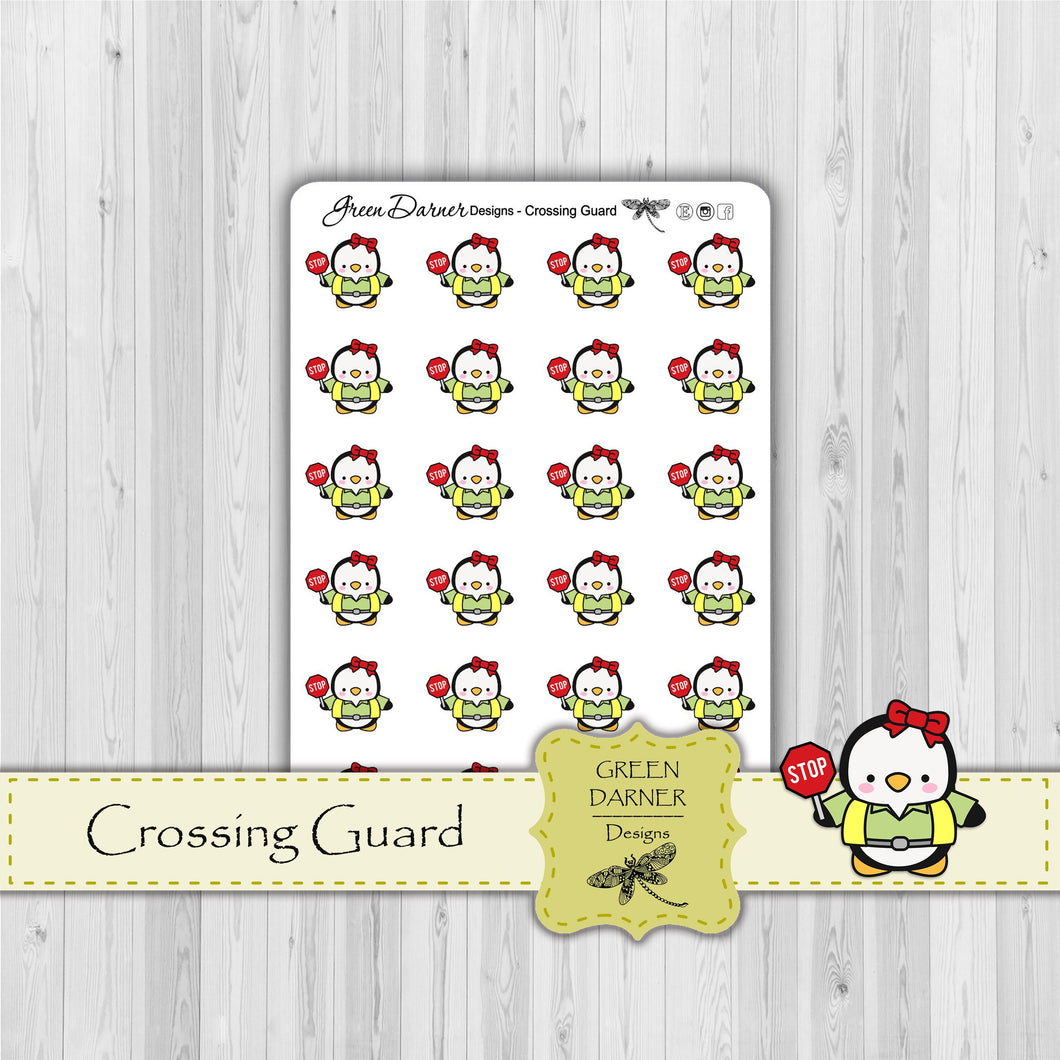Pearl the Penguin - Crossing Guard  - Kawaii character sticker
