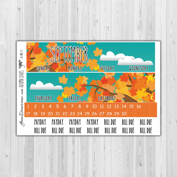 Load image into Gallery viewer, Erin Condern Planner Monthly - Autumn Leaves - Pearl the Penguin - customizable monthly
