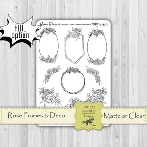Rose frames and deco -  foil or matte