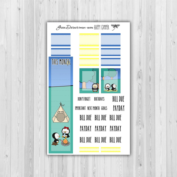 Load image into Gallery viewer, Mini Happy Planner Monthly - Happy Camper - Pearl the Penguin - customizable monthly
