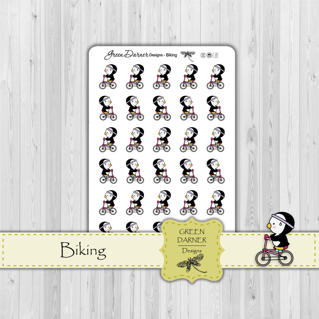 Pearl the Penguin - Biking- Kawaii character sticker