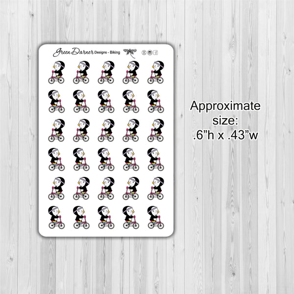 Load image into Gallery viewer, Pearl the Penguin - Biking- Kawaii character sticker

