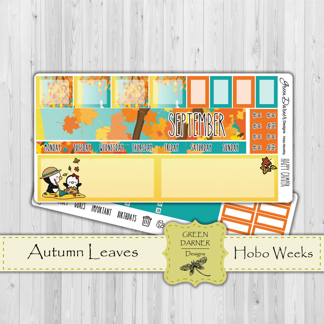 Hobonichi Weeks - Autumn Leaves - Pearl the Penguin-  customizable monthly