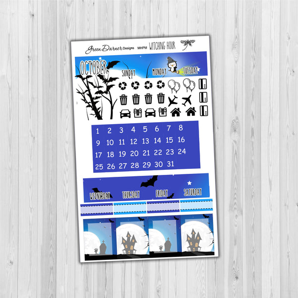 Load image into Gallery viewer, Mini Happy Planner Monthly - Witching Hour - Pearl the Penguin - customizable monthly
