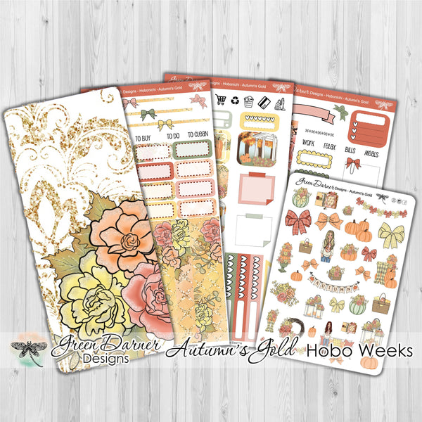 Load image into Gallery viewer, Autumn&#39;s Gold - Hobonichi Weeks decorative weekly planner sticker kit

