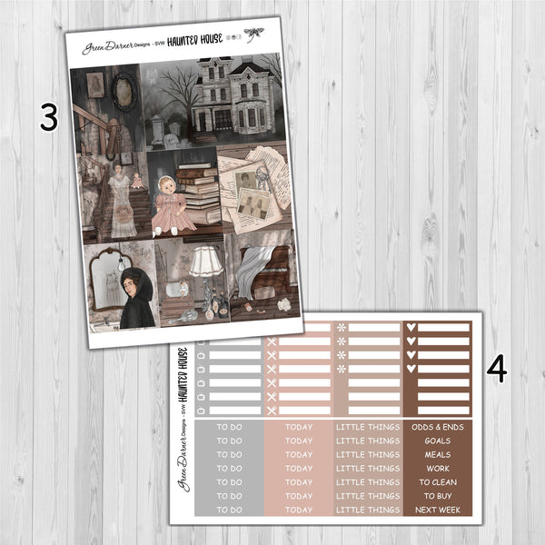Load image into Gallery viewer, Haunted House - standard vertical/Erin Condren weekly planner sticker kit
