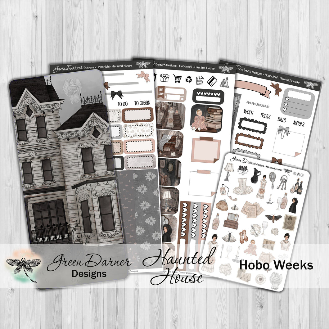Haunted House - Hobonichi Weeks decorative weekly planner sticker kit