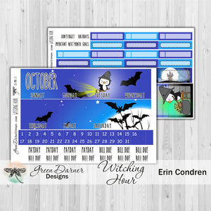Erin Condern Planner Monthly - Witching Hour - Pearl the Penguin - customizable monthly