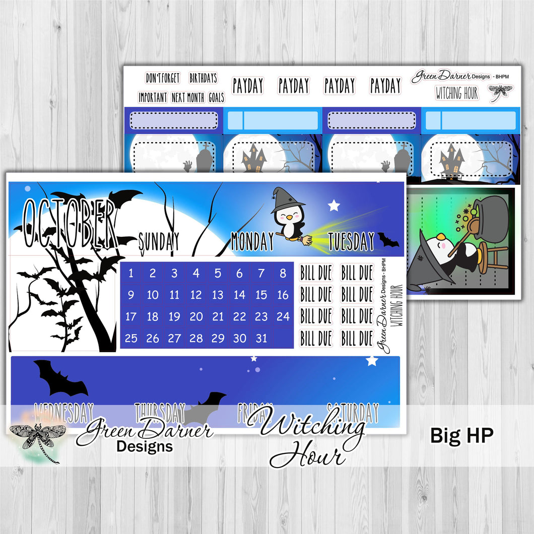 Big Happy Planner Monthly - Witching Hour - Pearl the Penguin - customizable monthly