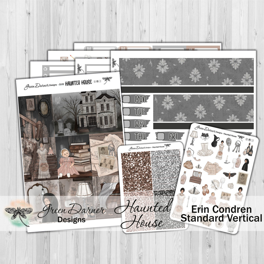 Haunted House - standard vertical/Erin Condren weekly planner sticker kit