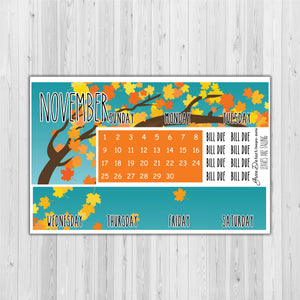 Big Happy Planner Monthly - Leaves are Falling - Pearl the Penguin- customizable monthly