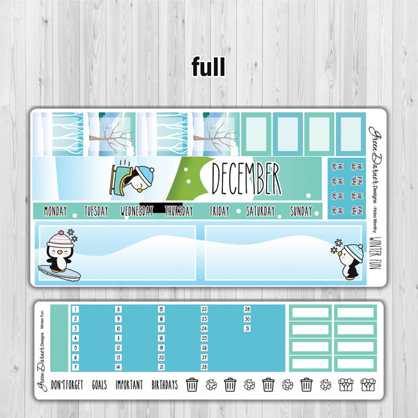 Load image into Gallery viewer, Hobonichi Weeks - Winter Fun - Pearl the Penguin - customizable monthly
