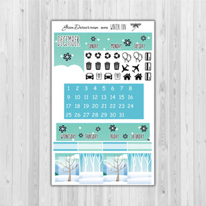 Mini Happy Planner Monthly - Winter Fun - Pearl the Penguin customizable monthly