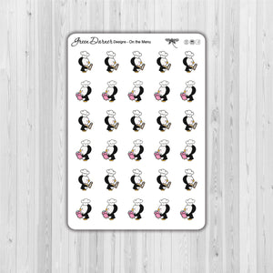 Pearl the Penguin - On The Menu  - Kawaii character sticker