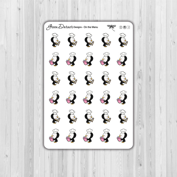 Load image into Gallery viewer, Pearl the Penguin - On The Menu  - Kawaii character sticker
