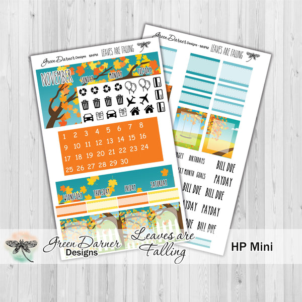 Load image into Gallery viewer, Mini Happy Planner Monthly - Leaves are Falling - Pearl the Penguin customizable monthly
