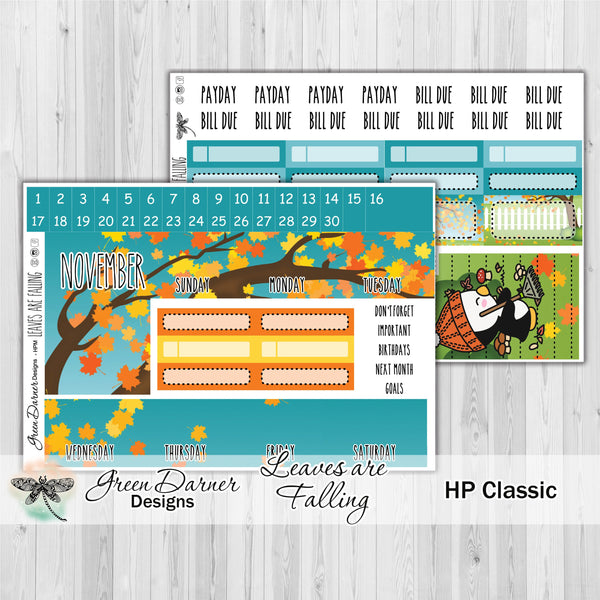 Load image into Gallery viewer, Happy Planner Monthly - Leaves are Falling - Pearl the Penguin - customizable monthly
