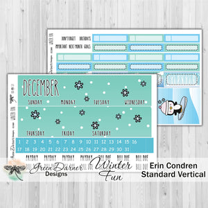 Erin Condern Planner Monthly - Winter fun - Pearl the Penguin - customizable monthly