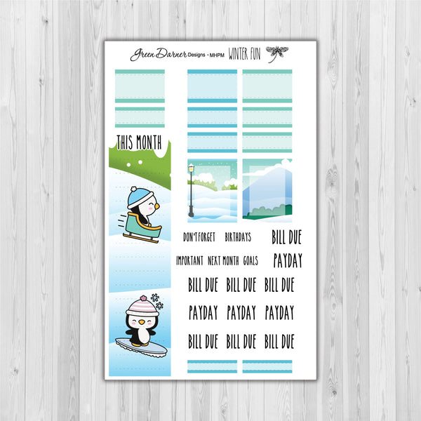 Load image into Gallery viewer, Mini Happy Planner Monthly - Winter Fun - Pearl the Penguin customizable monthly
