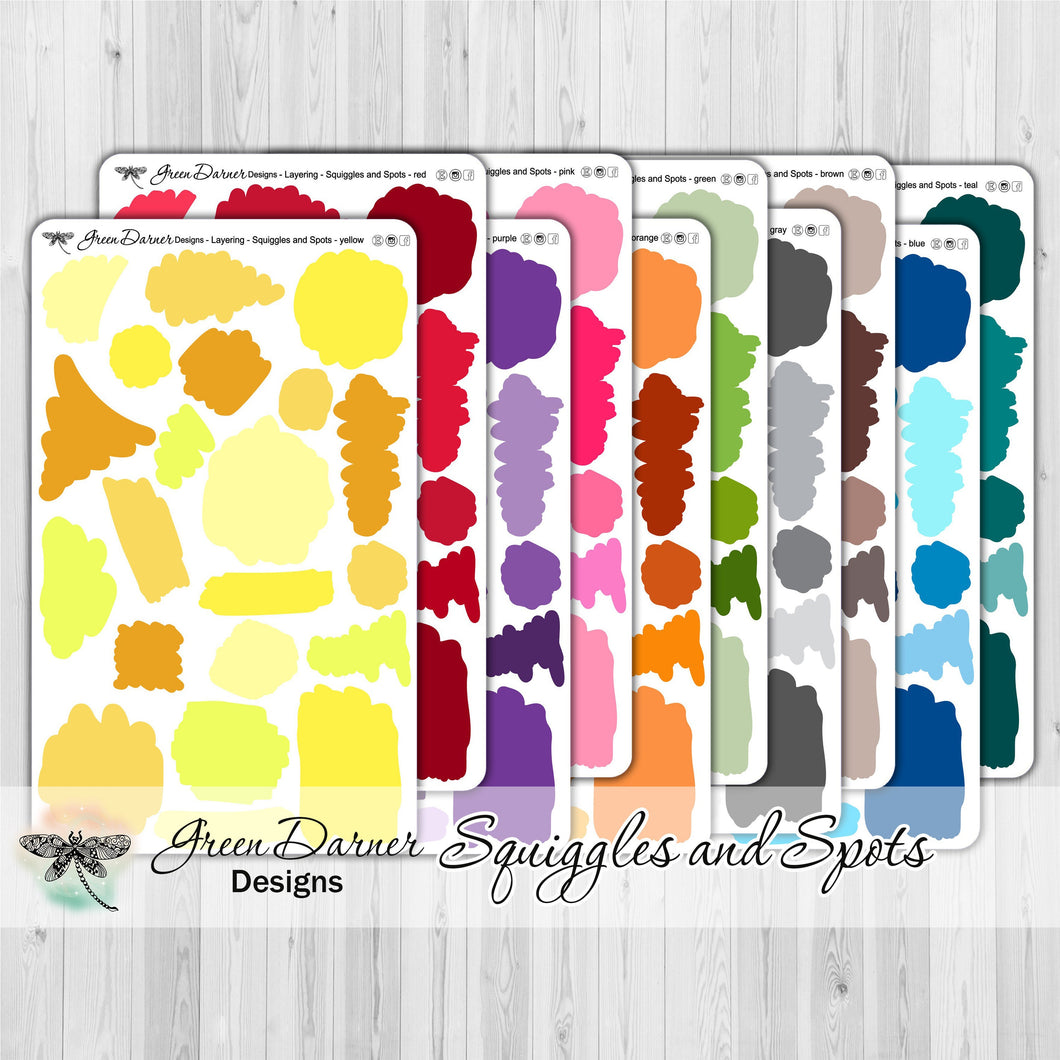 Squiggles and Spots layering stickers, decorative planning