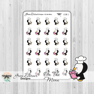 Pearl the Penguin - On The Menu  - Kawaii character sticker