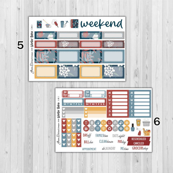 Load image into Gallery viewer, Winter Boho - standard vertical/Erin Condren weekly planner sticker kit
