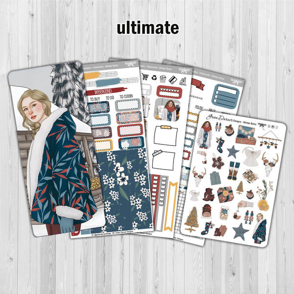 Load image into Gallery viewer, Winter Boho - Hobonichi Weeks decorative weekly planner sticker kit
