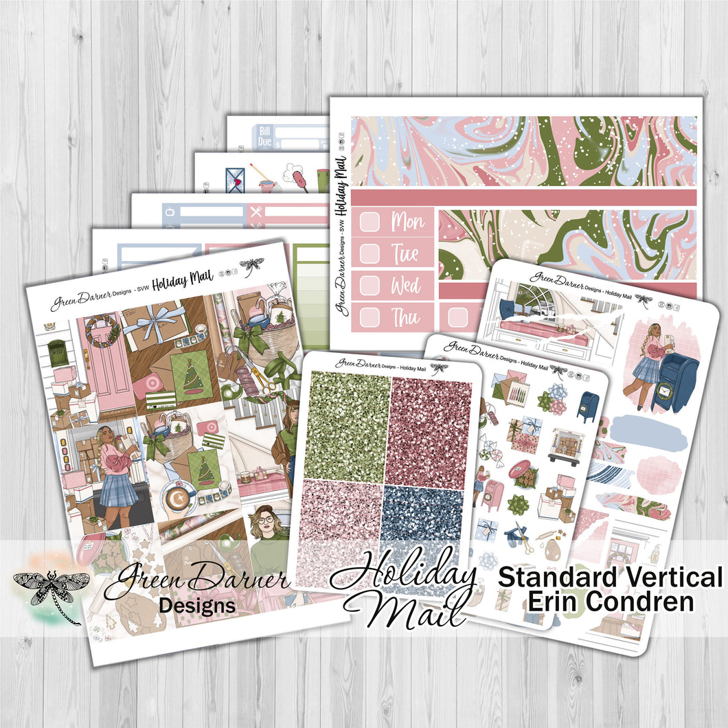 Holiday Mail - standard vertical/Erin Condren weekly planner sticker kit