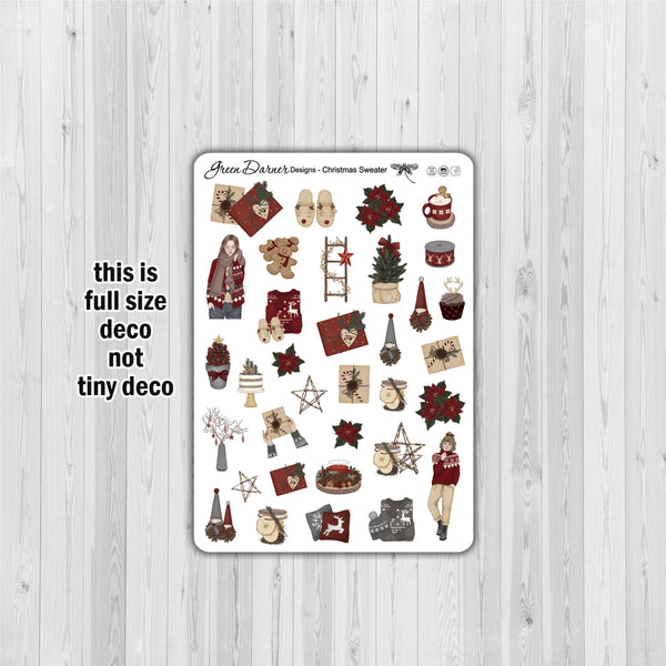 Load image into Gallery viewer, Christmas Sweater - Hobonichi Weeks decorative weekly planner sticker kit
