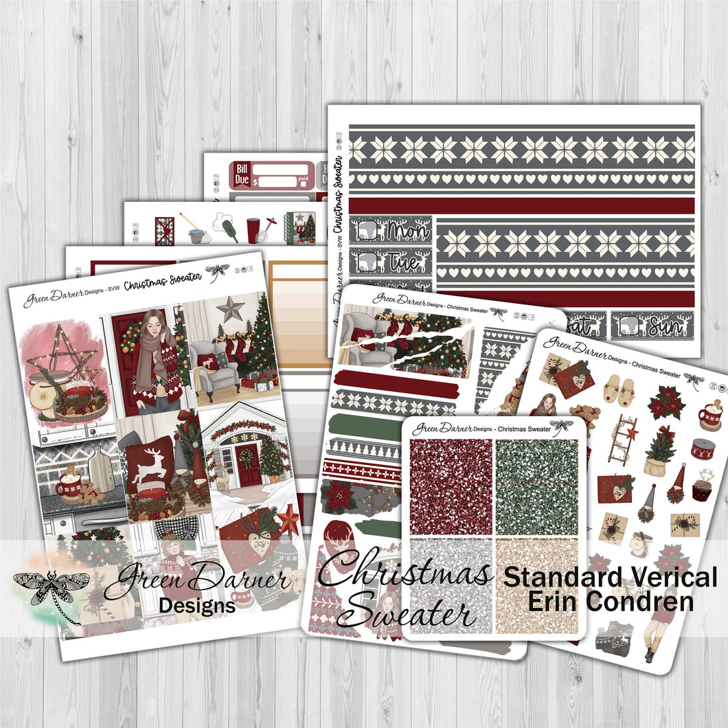 Christmas Sweater - standard vertical/Erin Condren weekly planner sticker kit