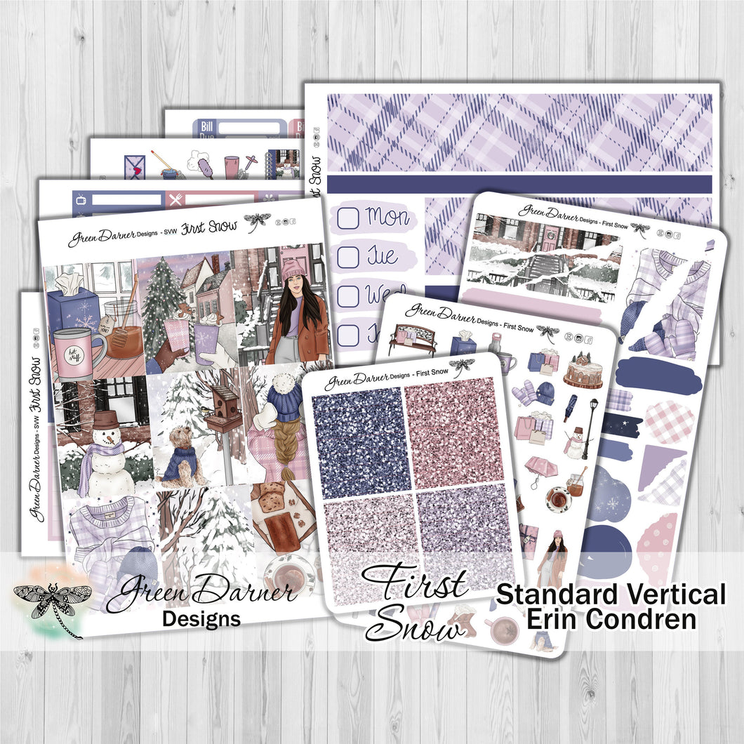 First Snow - standard vertical/Erin Condren weekly planner sticker kit