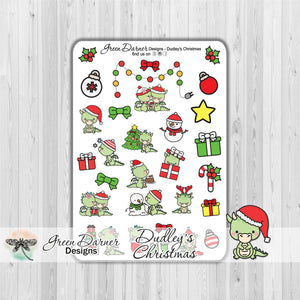 Dudley the Dragon Christmas decorative stickers for planners, calendars, scrapbooking