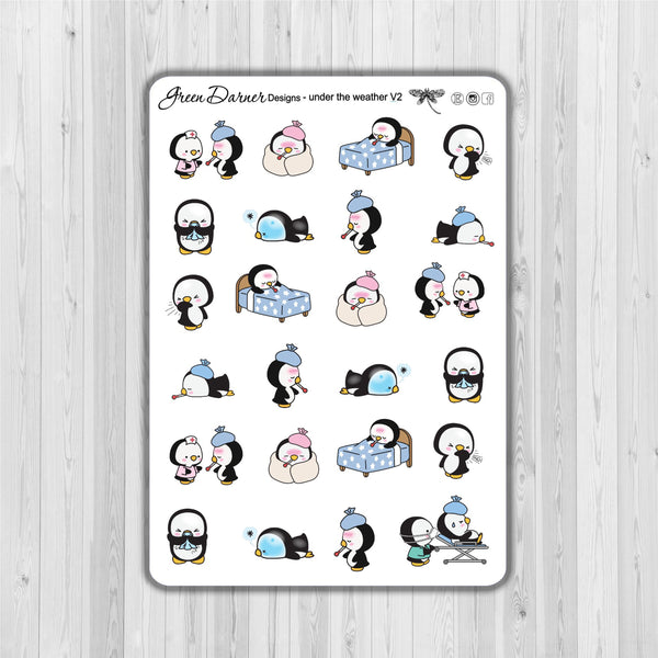 Load image into Gallery viewer, Pearl the Penguin - Under the Weather V2 - Kawaii character sticker
